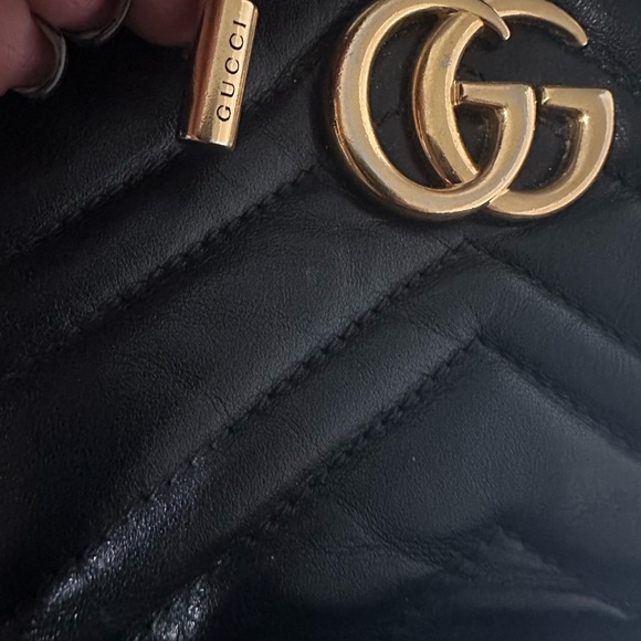 Authentic Gucci Marmont Black Leather Bucket Bag - Picture 5 of 6